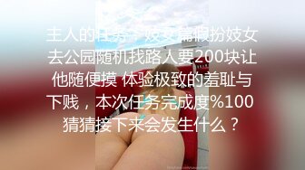 主人的任务：妓女篇假扮妓女去公园随机找路人要200块让他随便摸 体验极致的羞耻与下贱，本次任务完成度%100 猜猜接下来会发生什么？